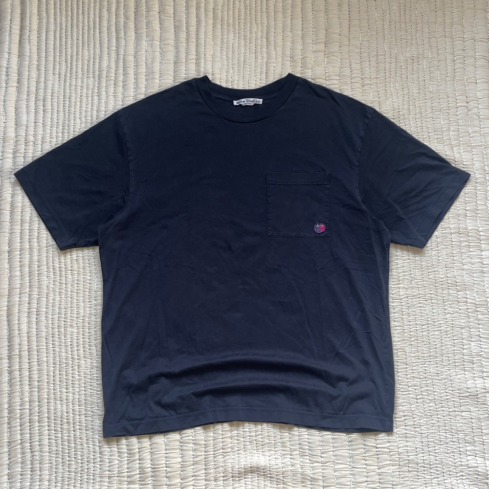 Acne Studios Mens Black Fruit Pocket T-Shirt Embroidered Berry Logo Portugal